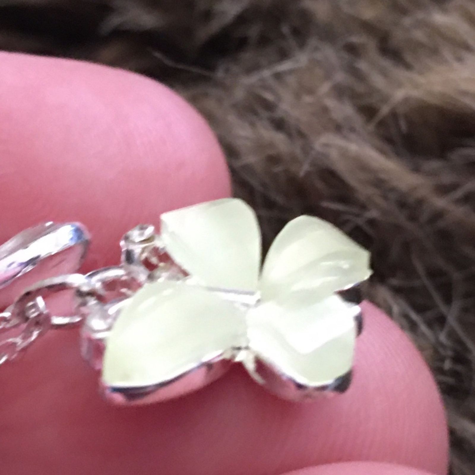 Jewelry Faceted stone butterfly charm sparkle silver chain Size ONE SIZE - 7 Thumbnail