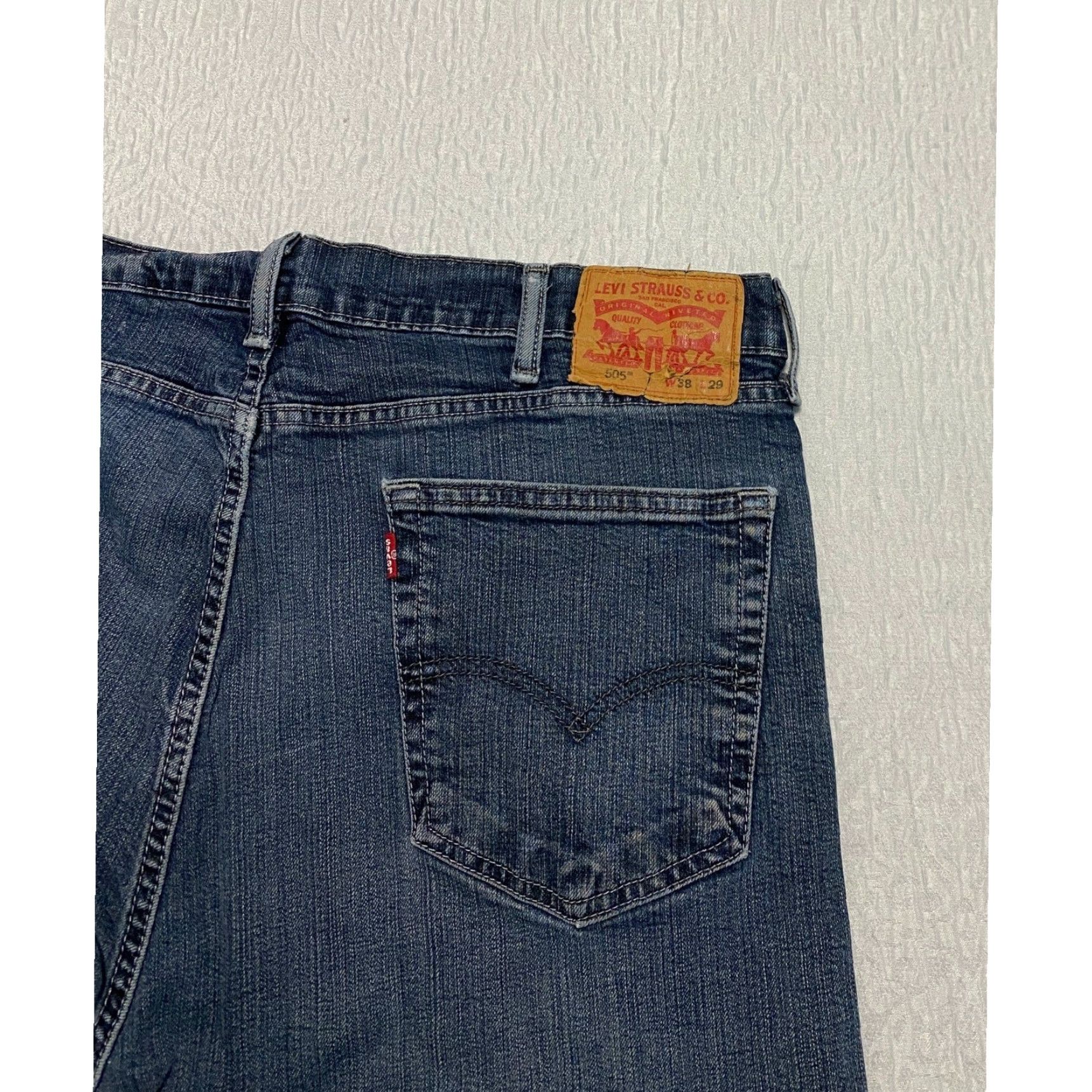 Levi's Levi's 505 Jeans Mens Regular Fit Straight 38x29 Blue Denim Zip Button Stretch Comfort Pockets Size US 38 / EU 54 - 3 Thumbnail