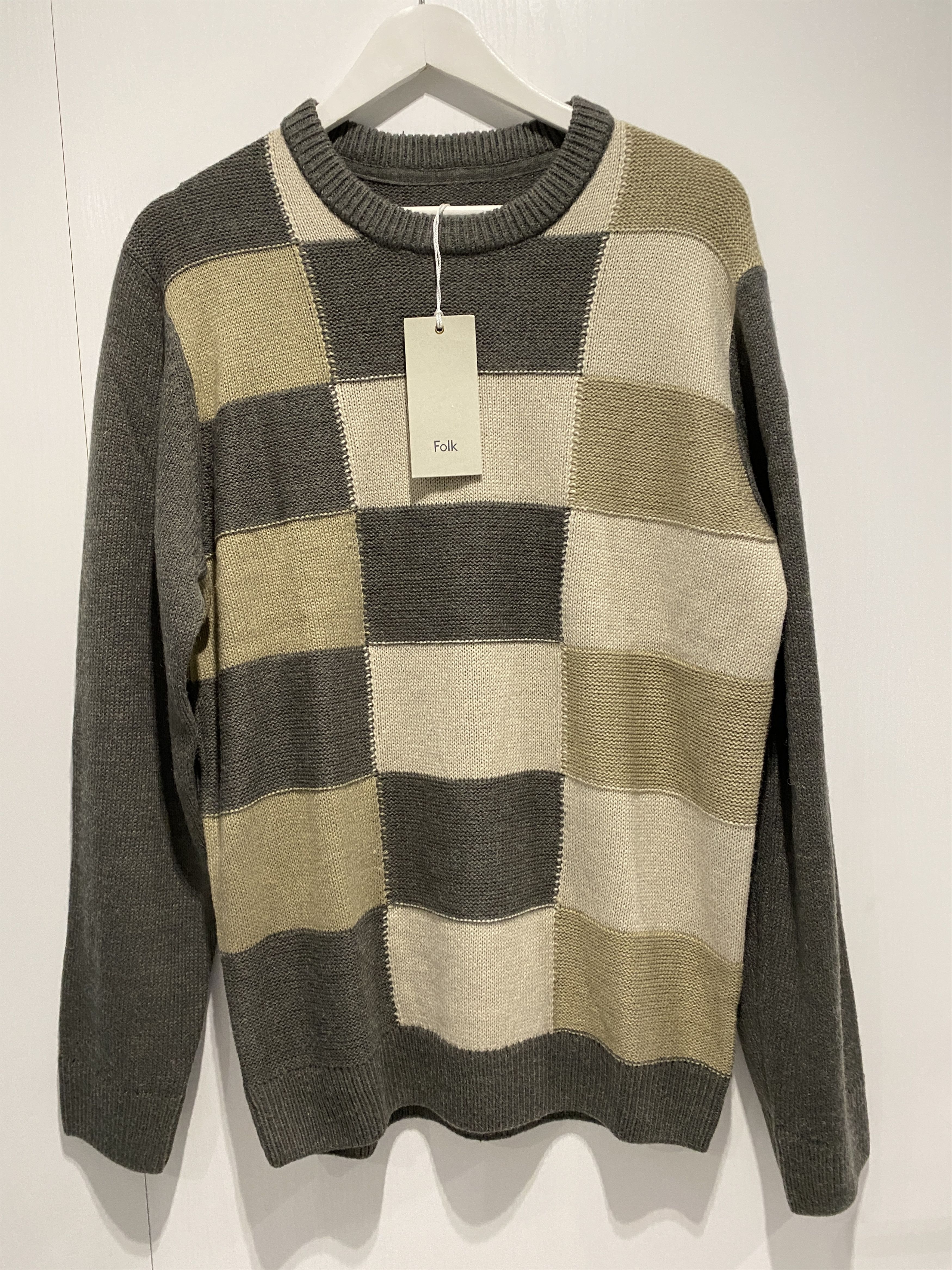 Folk RRP $200 New Folk checker 15% wool sweater size XL Size US XL / EU 56 / 4 - 1 Thumbnail