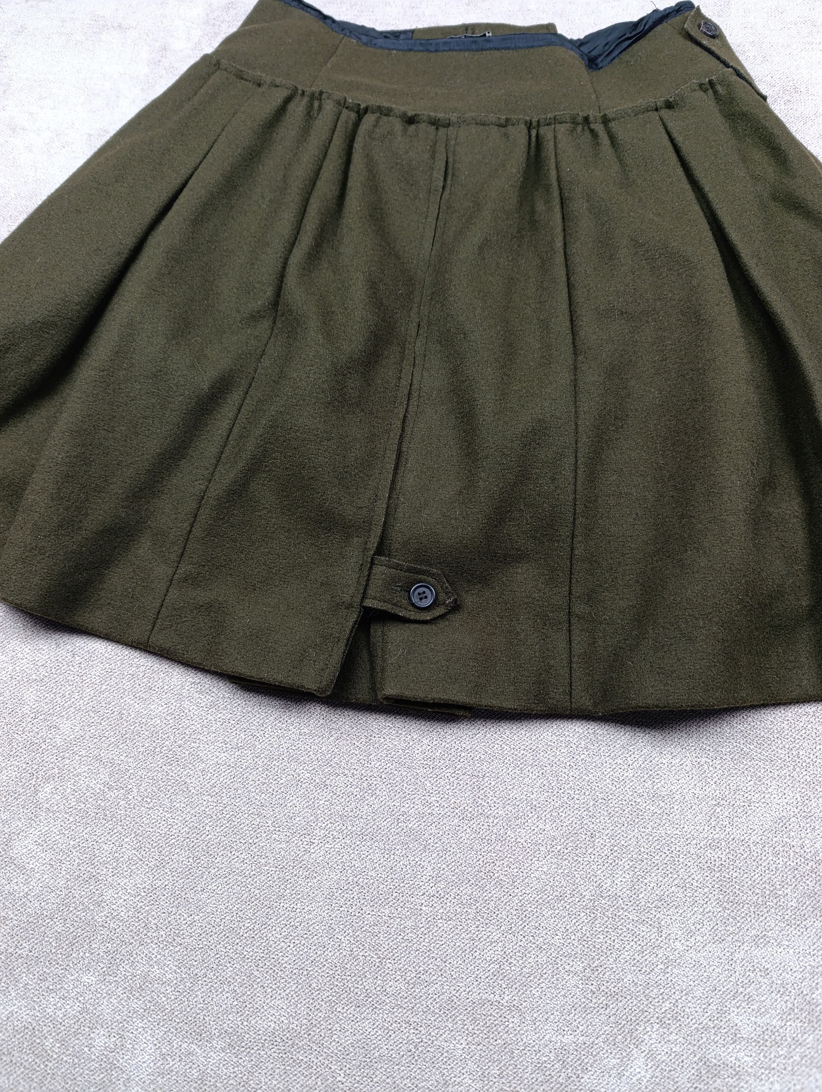 Miu Miu MIU-MIU CHOPPY WOOL PLEATED DARK GREENISH BROWN SKIRT Size 25" / US 0 / IT 36 - 18 Thumbnail