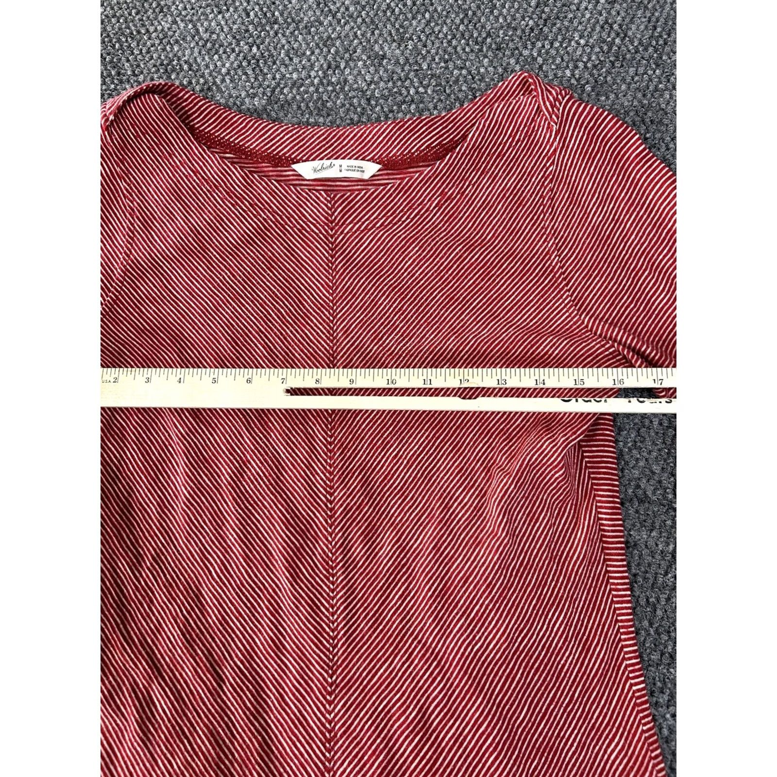Vintage Woolrich Shirt Womens Medium Red White Stripe Long Sleeve Tunic Cotton Top Size M / US 6-8 / IT 42-44 - 4 Thumbnail