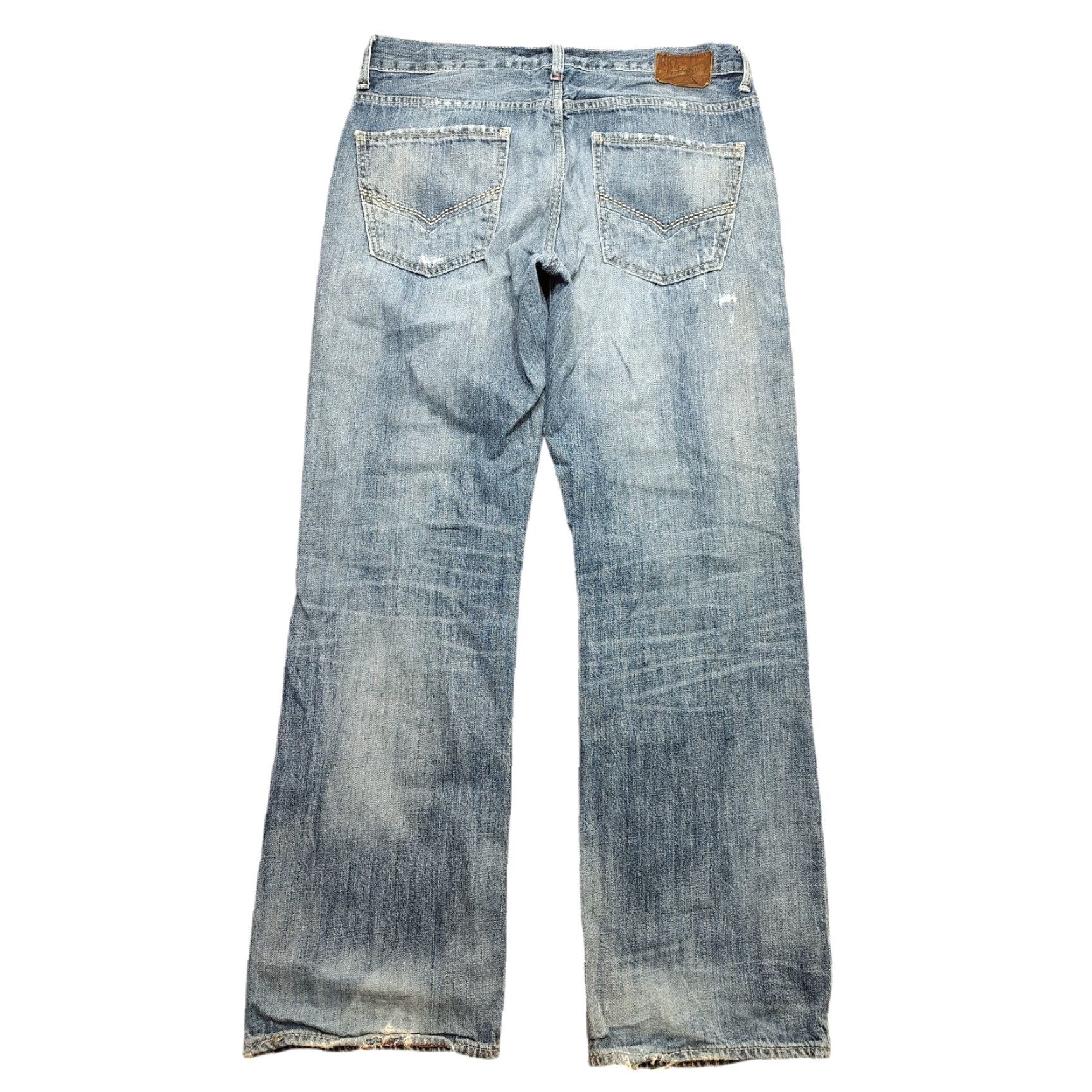 BKE VINTAGE BKE Jeans Distressed Welder Mens Tag 34x34 Faded Blue Relaxed Straight 5-Pocket Denim Cowboy USA Rock Button Zip Inseam 34 Cotton Size US 34 / EU 50 - 2 Thumbnail