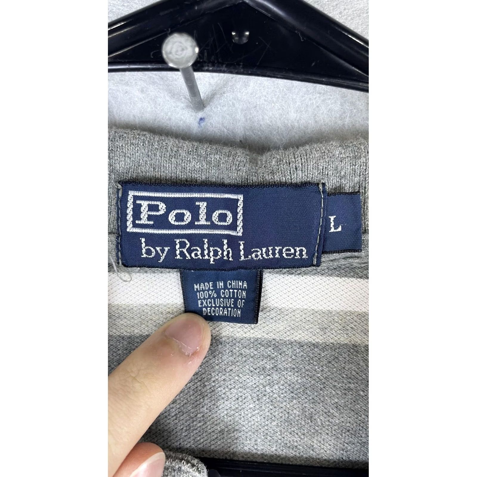 Polo Ralph Lauren Polo by Ralph Lauren Polo Shirt Mens L Gray Stripe Pony Logo Short Sleeve Size US L / EU 52-54 / 3 - 5 Thumbnail