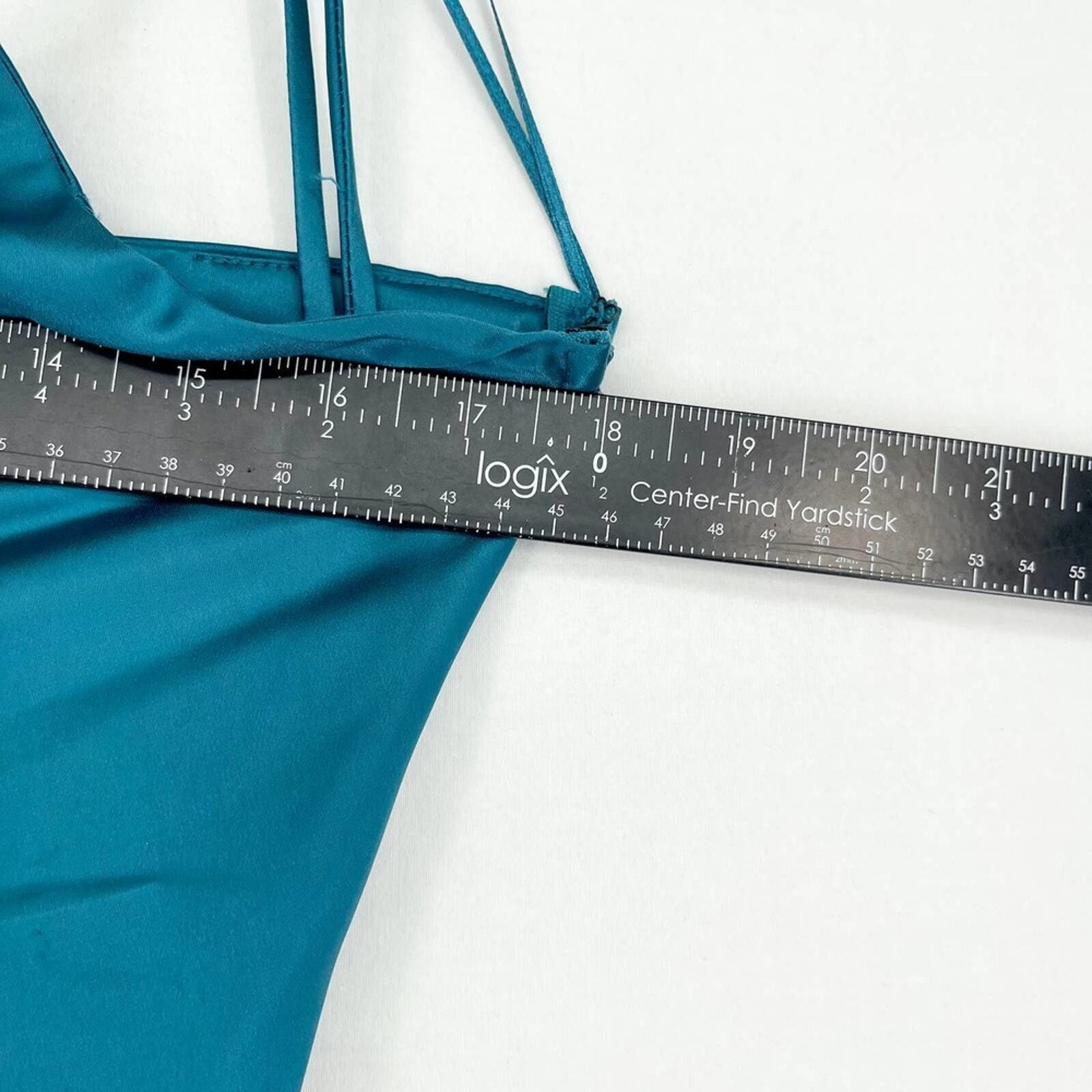 Jason Wu Jason Wu Teal Crisscross Tie Shoulder Slip Maxi Dress Large Size L / US 10 / IT 46 - 4 Thumbnail
