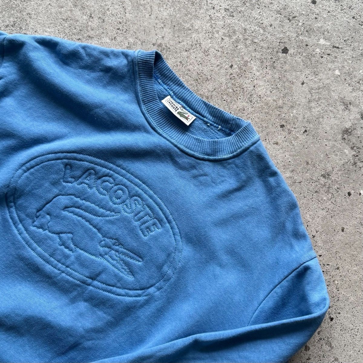 Lacoste Lacoste Vintage Womens Blue Sweatshirt Embossed Logo France Size M / US 6-8 / IT 42-44 - 3 Thumbnail
