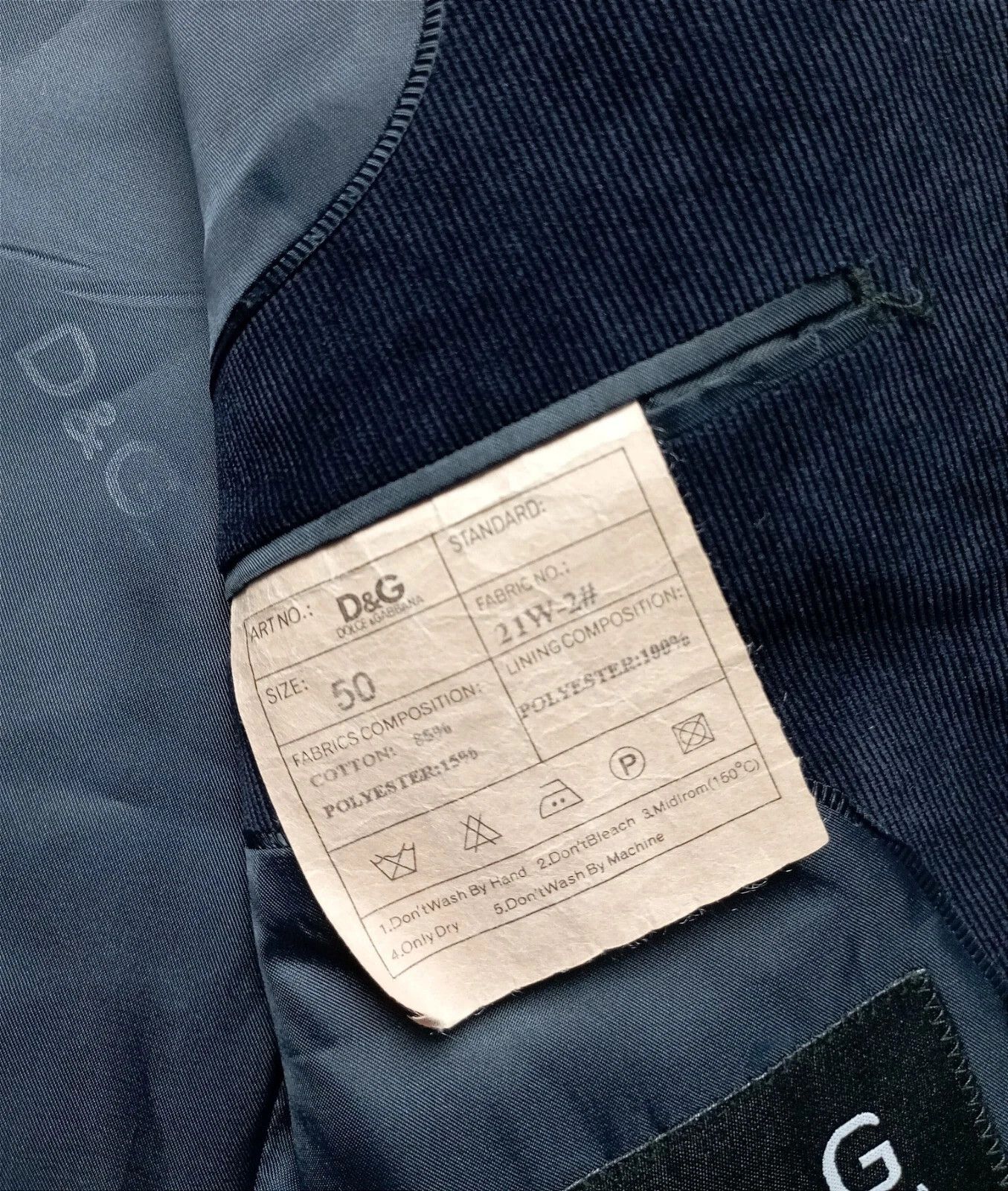 Dolce & Gabbana Dolce & Gabbana Vintage Velvet Blazer Dark Blue – Men’s Size 50L - 10 Thumbnail