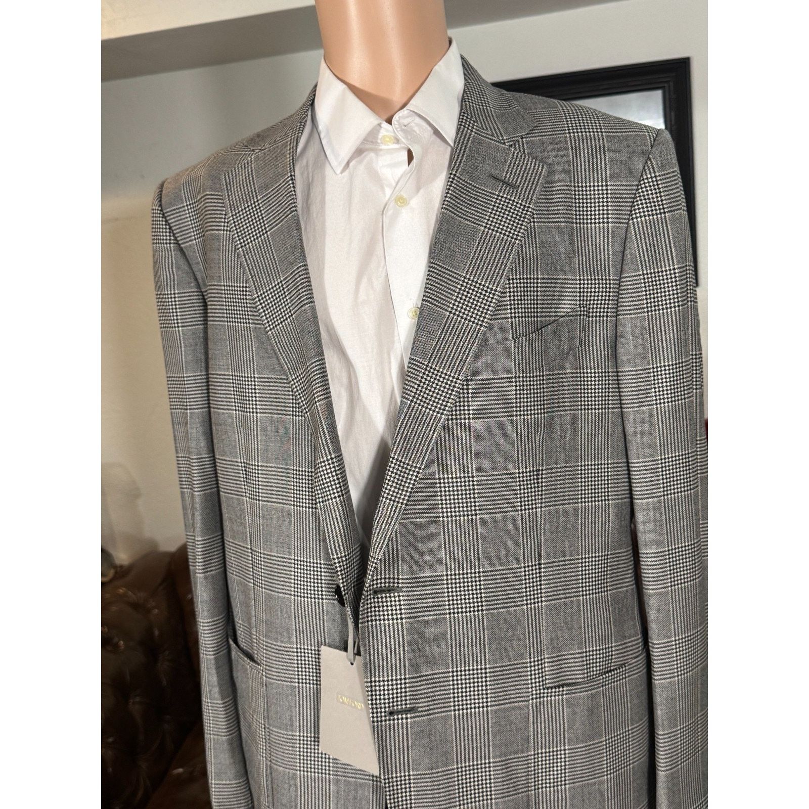 Tom Ford Tom Ford New w Tags PrinceWales Houndstooth Blazer 56 EU 46R Size 46R - 4 Thumbnail
