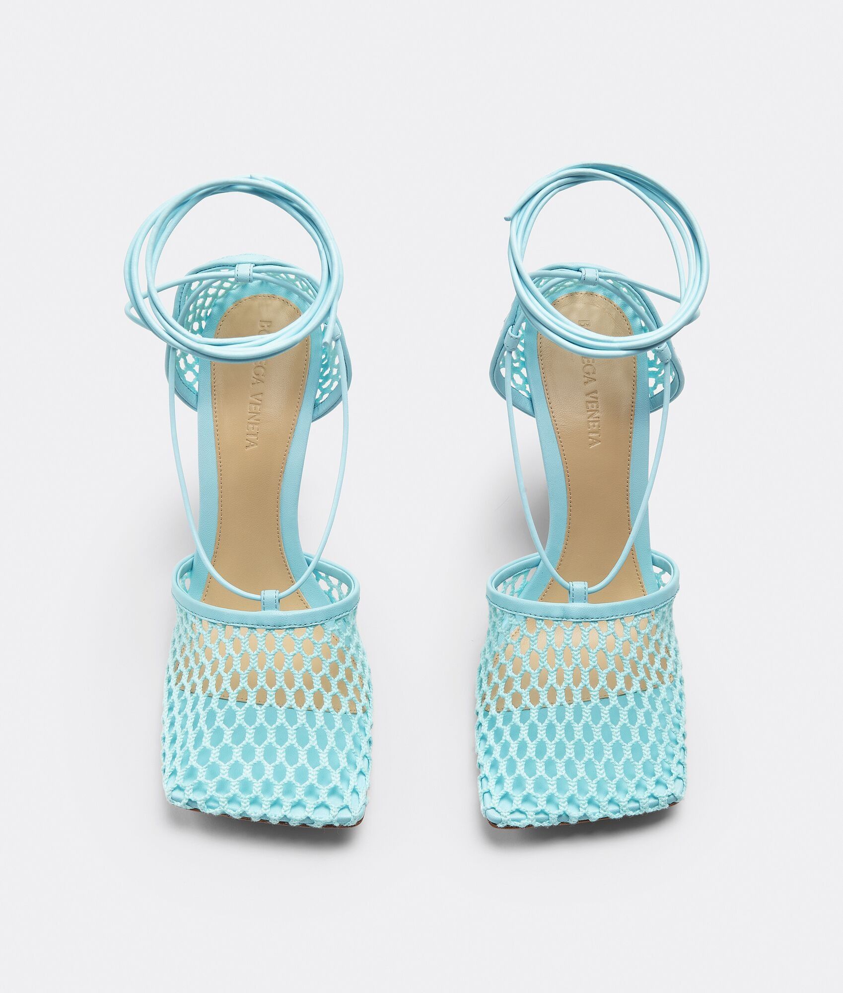 Bottega Veneta o1n1vont1024 Stretch Lace-Up Sandals in Pale Blue Size US 7.5 / IT 37.5 - 4 Thumbnail