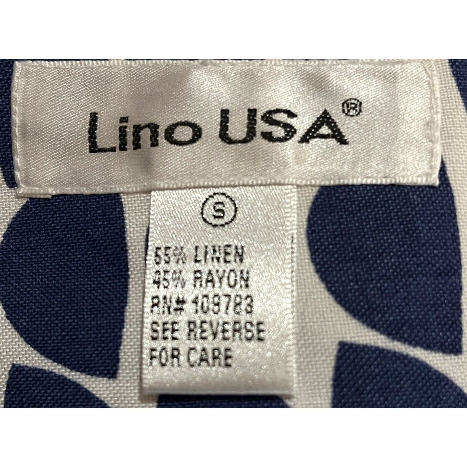 Vintage Lino USA Blue SemiCircle Pattern ALine Midi Skirt Womens Small Linen Blend Beach Summer Fall Size 28" / US 6 / IT 42 - 4 Thumbnail