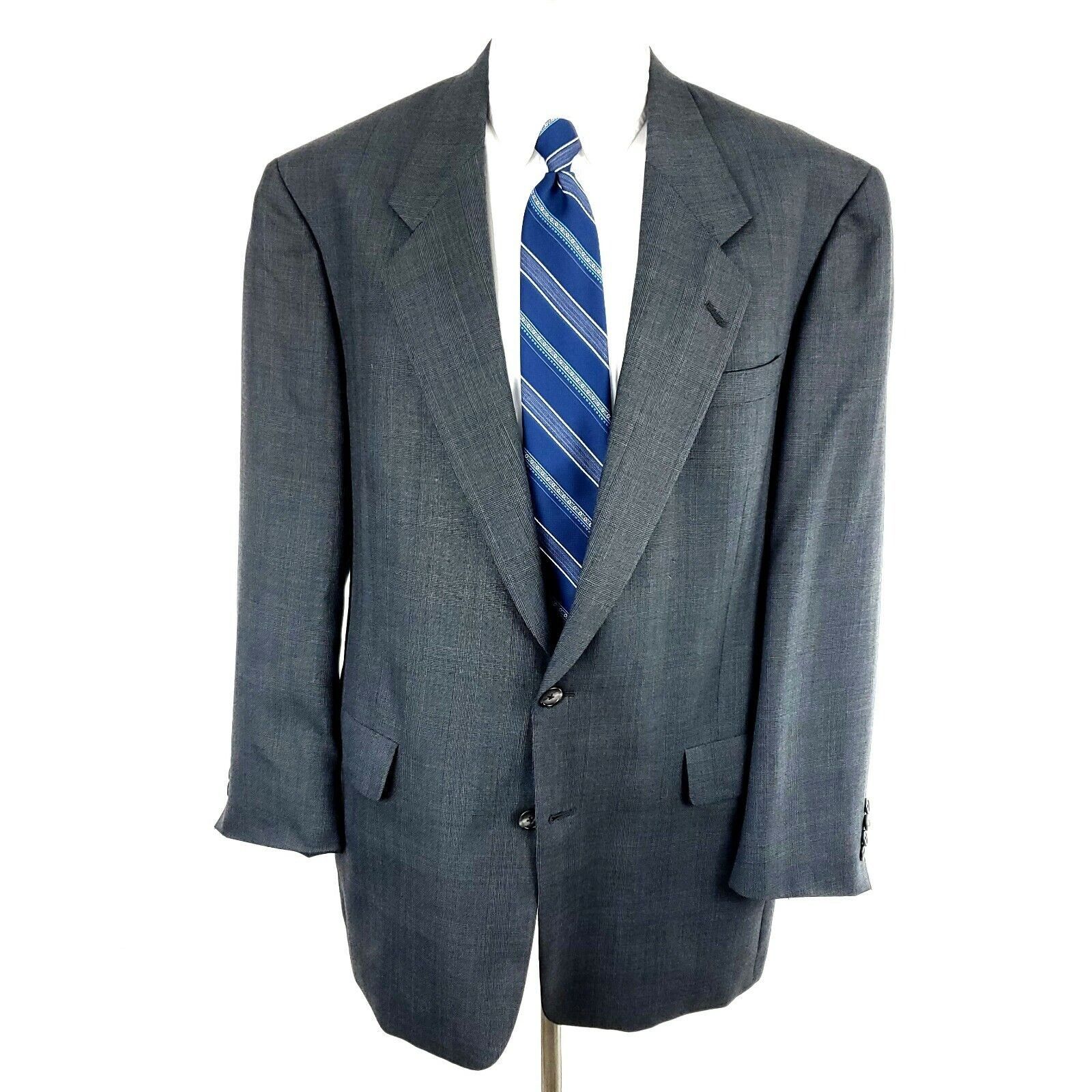 Hart Schaffner Marx Hart Schaffner Marx 44L 2 Button Glen Check Wool Gray Blazer Size 44L - 3 Thumbnail