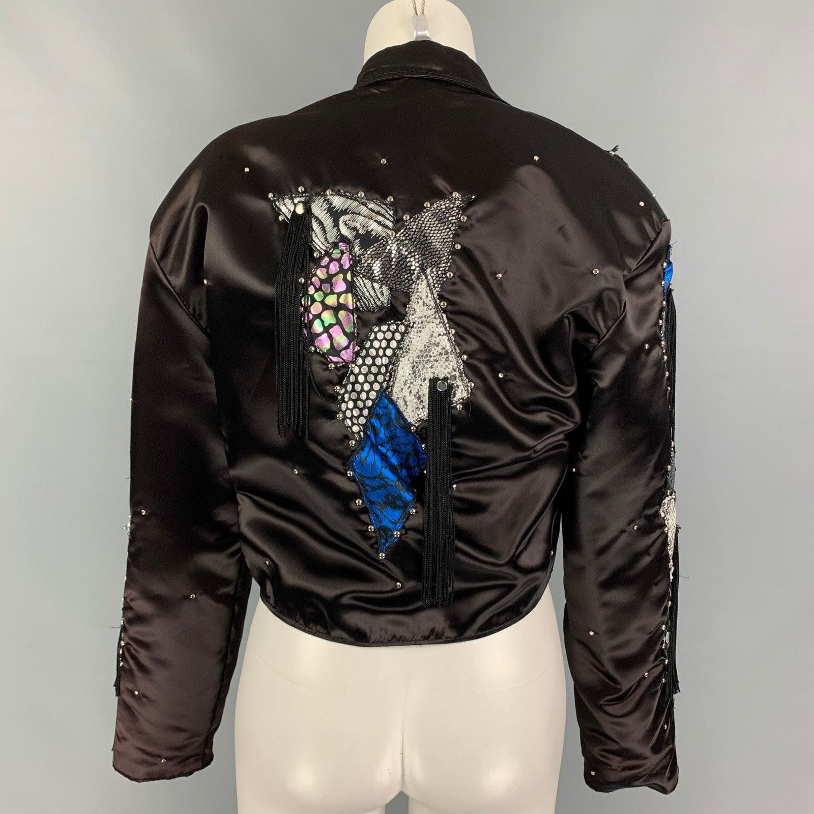 Other Size M Black Polyester Applique Cropped Jacket Size M / US 6-8 / IT 42-44 - 3 Thumbnail