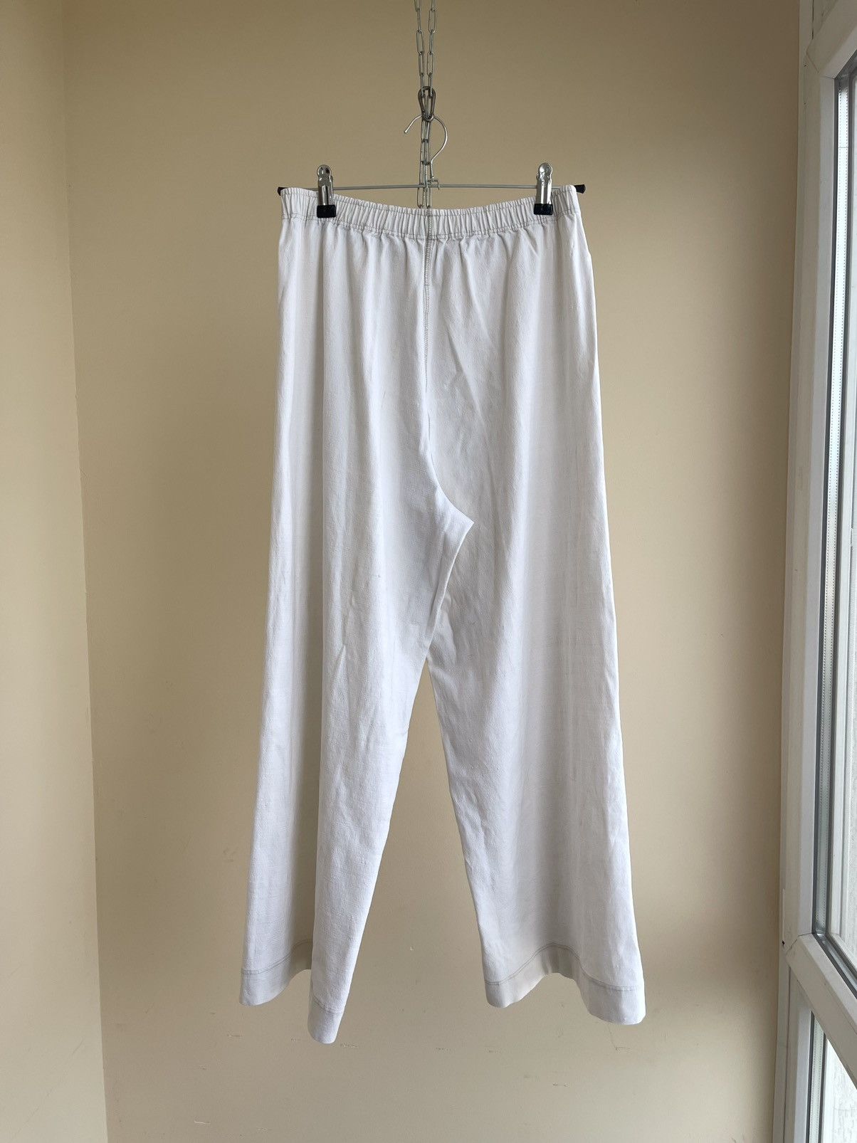 Vintage Christa De Carouge Cropped Wide Leg Elastic Linen Pants 90s Size 32" / US 10 / IT 46 - 2 Thumbnail
