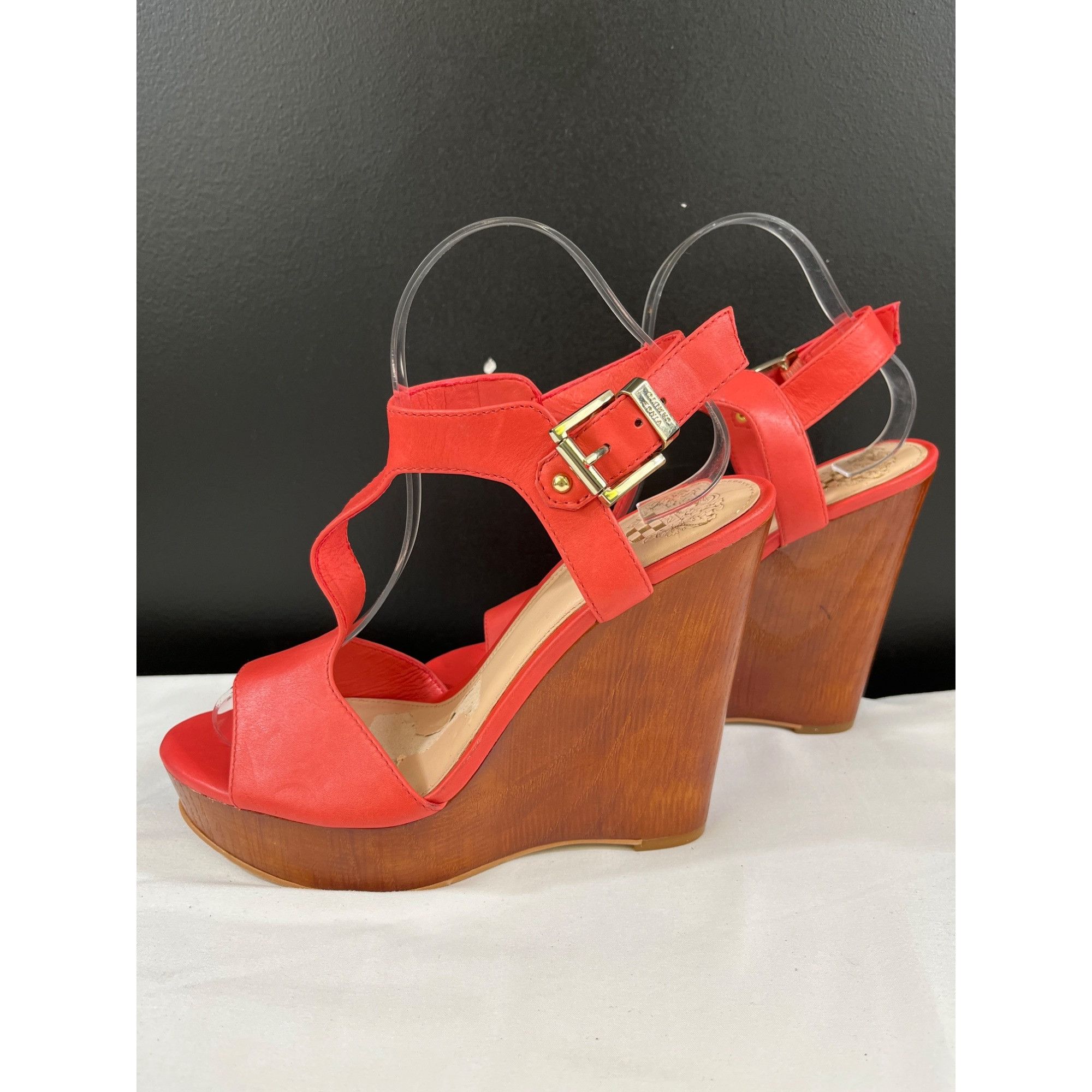 Vince Camuto Vince Camuto Mathis Women's Dark Pink Leather Wedge Heels 8M Size US 8 / IT 38 - 5 Thumbnail
