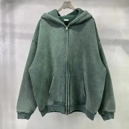 Japanese Brand Washed Distressed Loose Zipper Hoodie Sweatshirt y2k Size US L / EU 52-54 / 3 - 1 Thumbnail