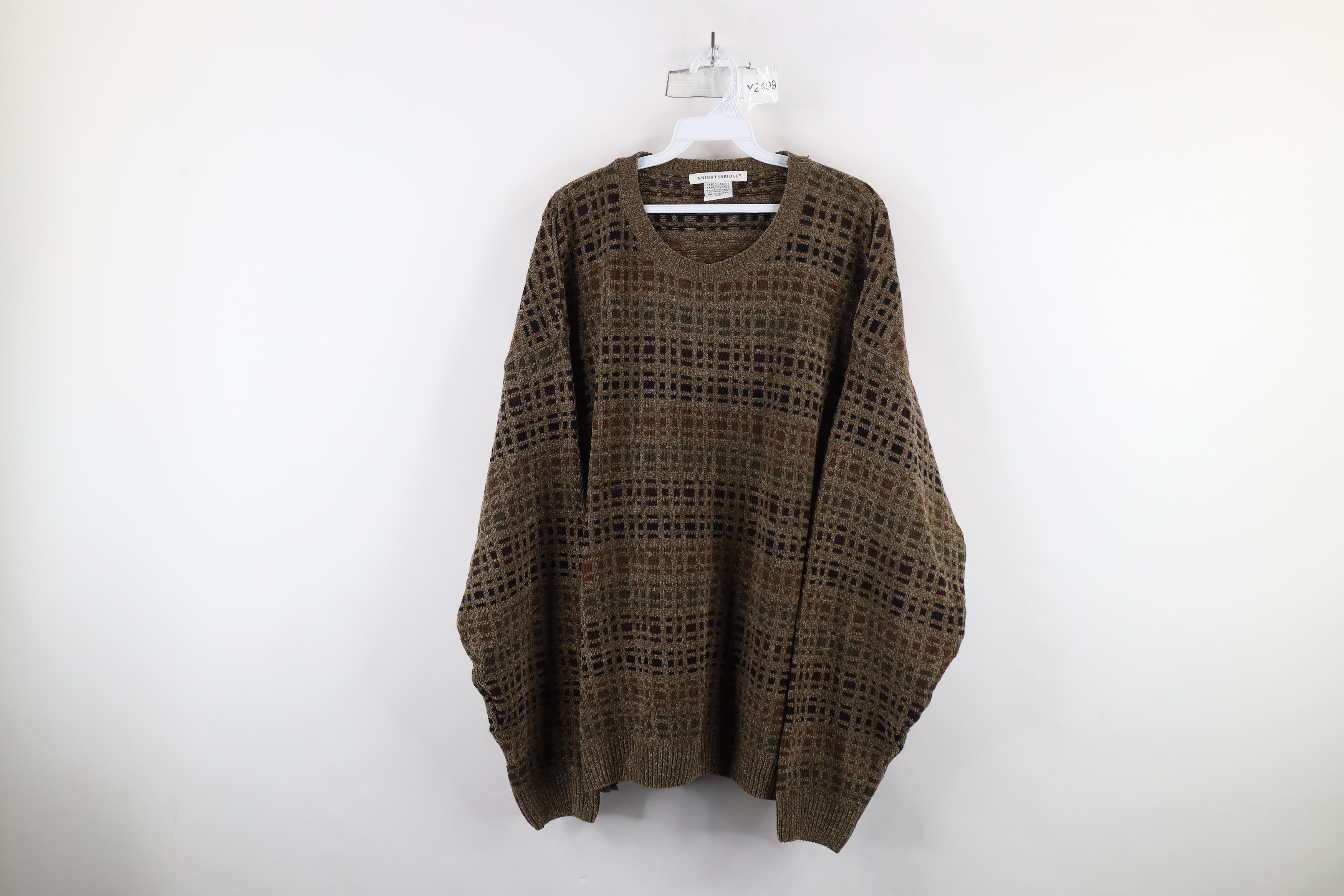 Vintage Vintage 90s Streetwear Tone Rainbow Checkered Fleece Sweater Size US XL / EU 56 / 4 - 1 Thumbnail