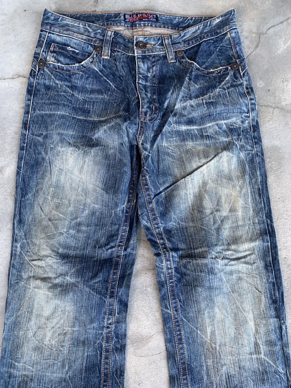 Japanese Brand Japanese Brand Blue Subject Skull Distressed Denim Y2K Size US 33 - 3 Thumbnail