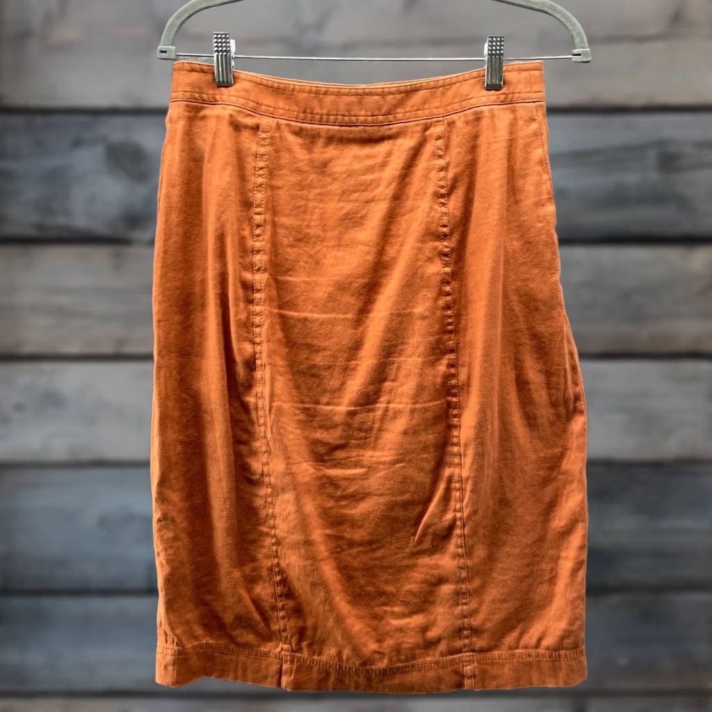 Banana Republic VINTAGE Banana Republic Linen Blend Midi Skirt Womens 6 Tan Button Front Terracotta Size 28" / US 6 / IT 42 - 1 Thumbnail