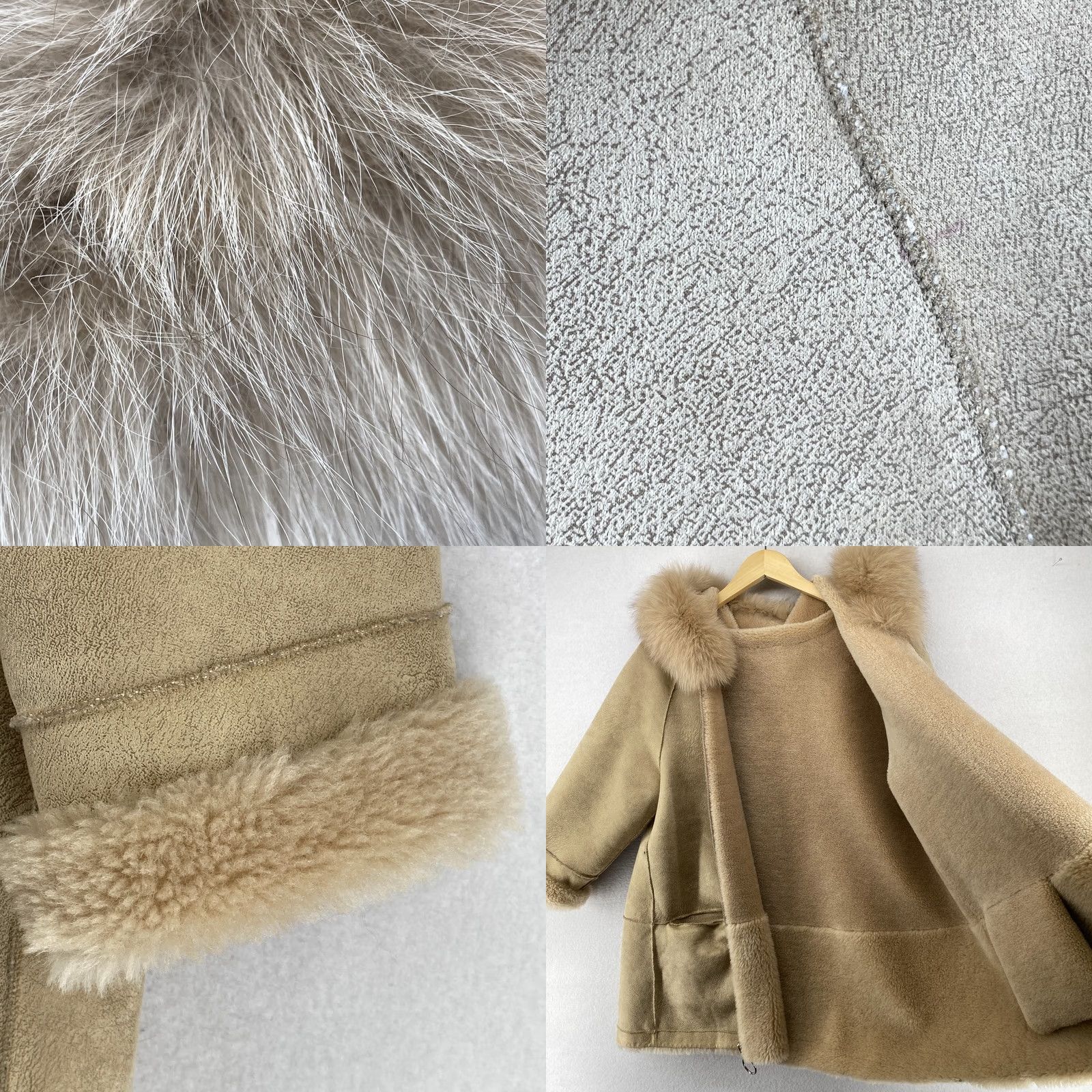 Vintage La Fiorentina Coat Womens S Beige Reversible Hooded Dyed Fox Fur Shearling Jacket 3/4 Sleeve Full Zip Size S / US 4 / IT 40 - 8 Thumbnail