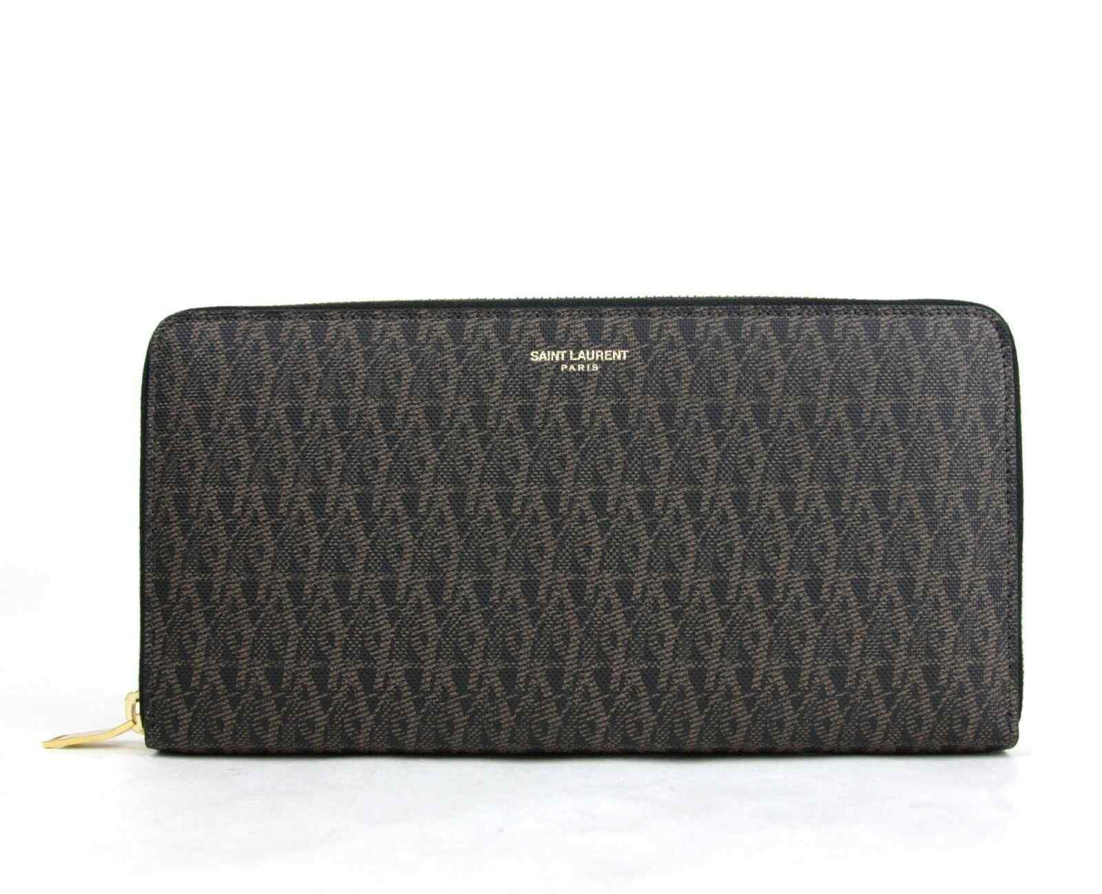 Yves Saint Laurent Saint Laurent YSL Black/Brown Leather Zip Around Wallet Size ONE SIZE - 1 Thumbnail