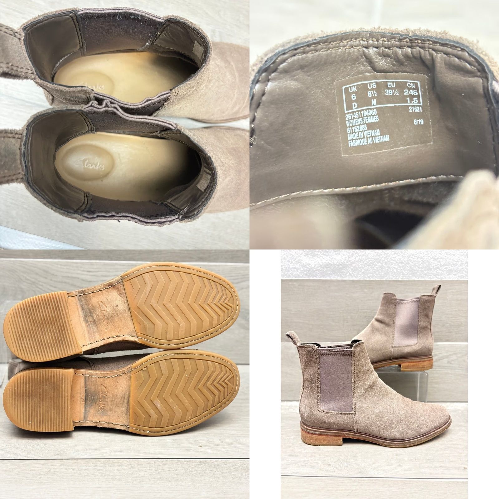 Clarks Arlo Boots Chelsea Suede Taupe Women display picture 2