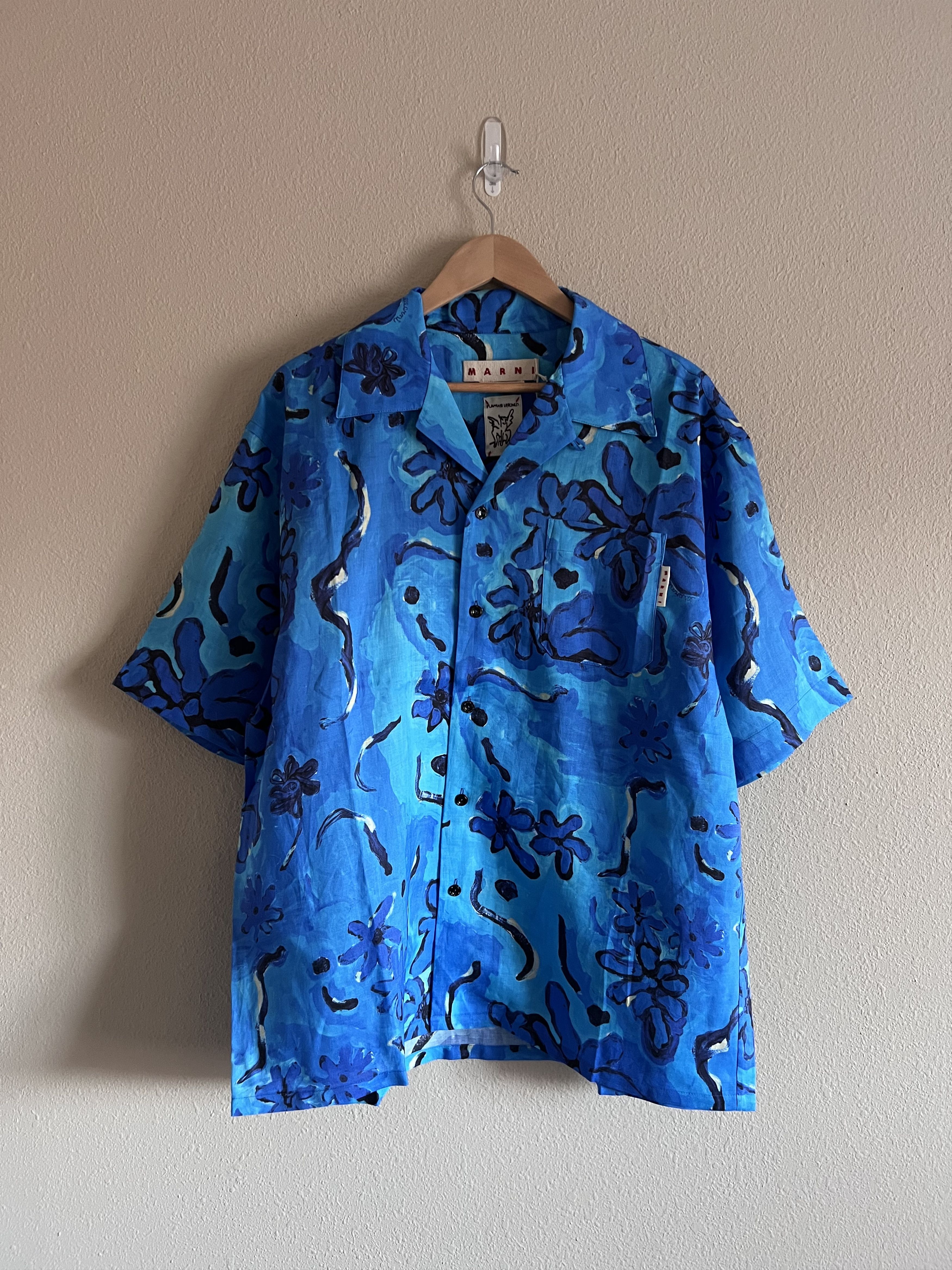Marni Marni Short Sleeve Bowling Shirt in Azure Size US L / EU 52-54 / 3 - 1 Thumbnail