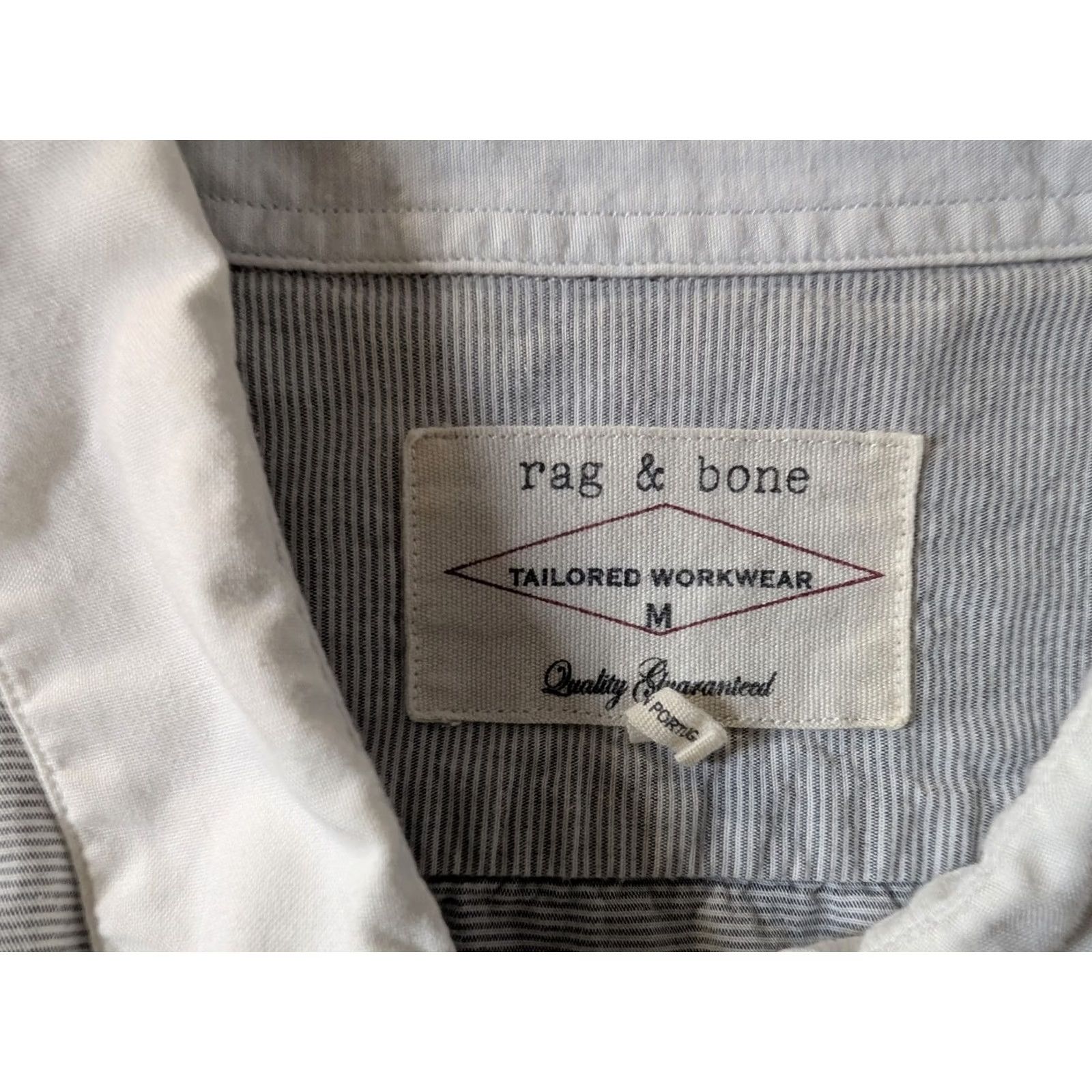 Rag & Bone rag & bone Striped Shirt Adult Medium Gray Button-Up Long Sleeve Collared Slim Classic USA Size ONE SIZE - 3 Thumbnail