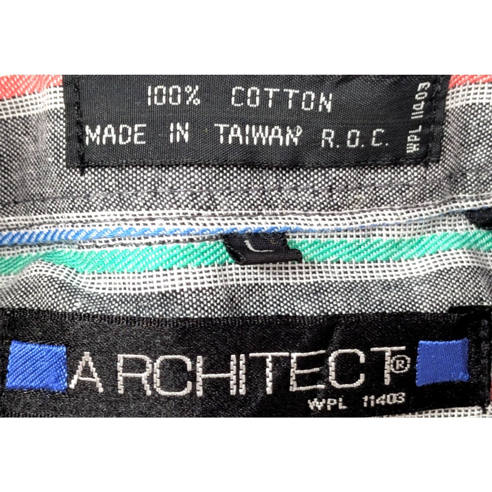 Architect VINTAGE Architect Button-Up Striped Long Sleeve Cotton Mens L Large Dress Shirt Size 42R - 2 Thumbnail
