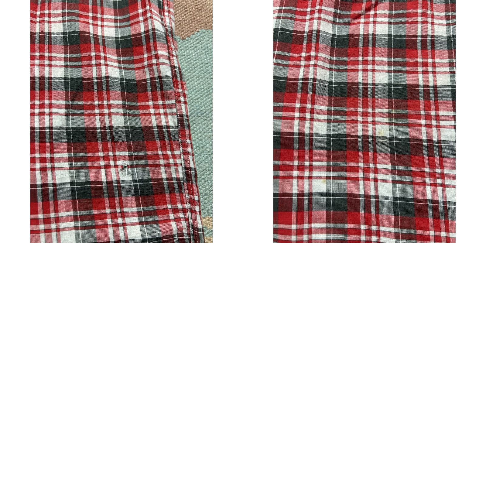 FRED VINTAGE 1960s Long Sleeve Button Shirt Cotton Plaid Distressed Red Black Large Mens Shirt Size US L / EU 52-54 / 3 - 8 Thumbnail