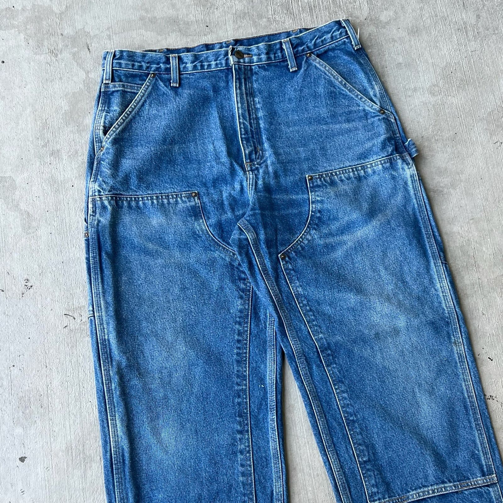 Carhartt × Vintage Carhartt denim blue jean double knee work carpenter pants Size US 35 - 2 Thumbnail