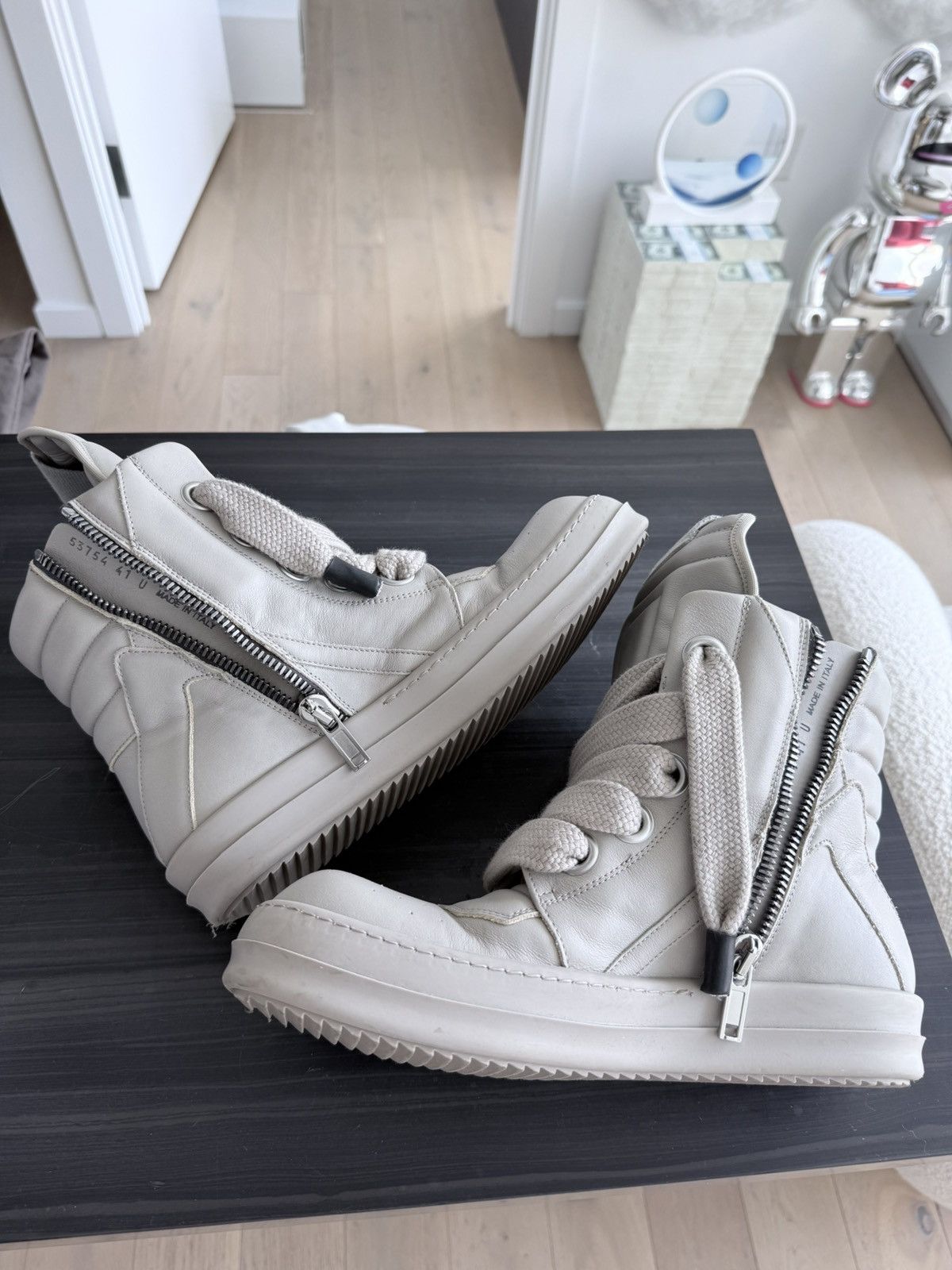 Jumbo laces geo basket sneaker hi top