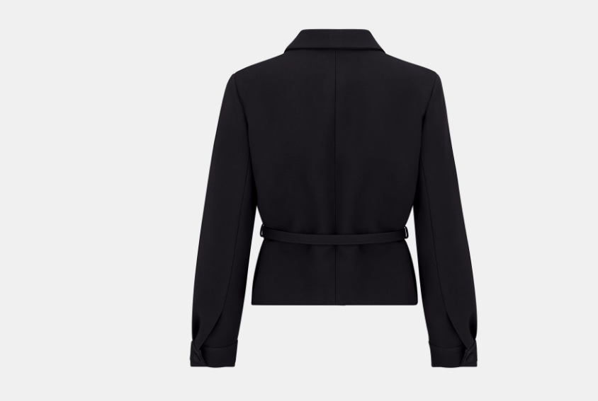 Dior o1w1db10525 221V08 Cropped Jacket with Dior Belt in Black Size XS / US 0-2 / IT 36-38 - 2 Thumbnail