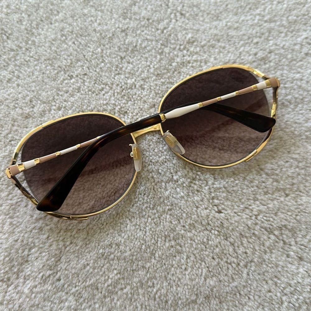 Gucci Gucci 59mm Round Sunglasses in Gold/Brown Gradient Size ONE SIZE - 4 Thumbnail