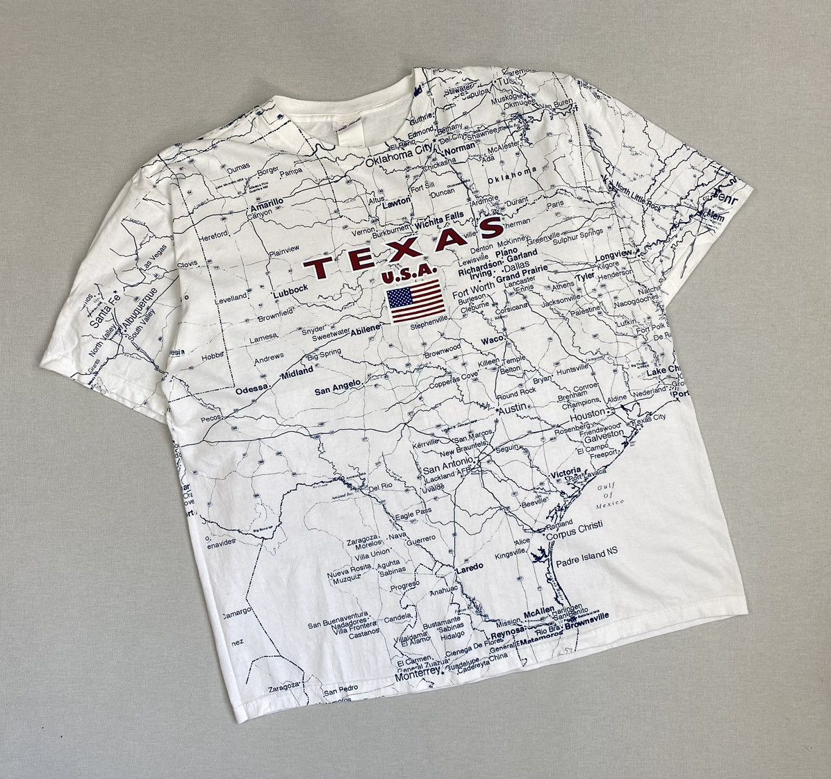 Vintage Texas Map All Over Print T Shirt XL 90s Graphic Tee Jays Size US XL / EU 56 / 4 - 1 Thumbnail