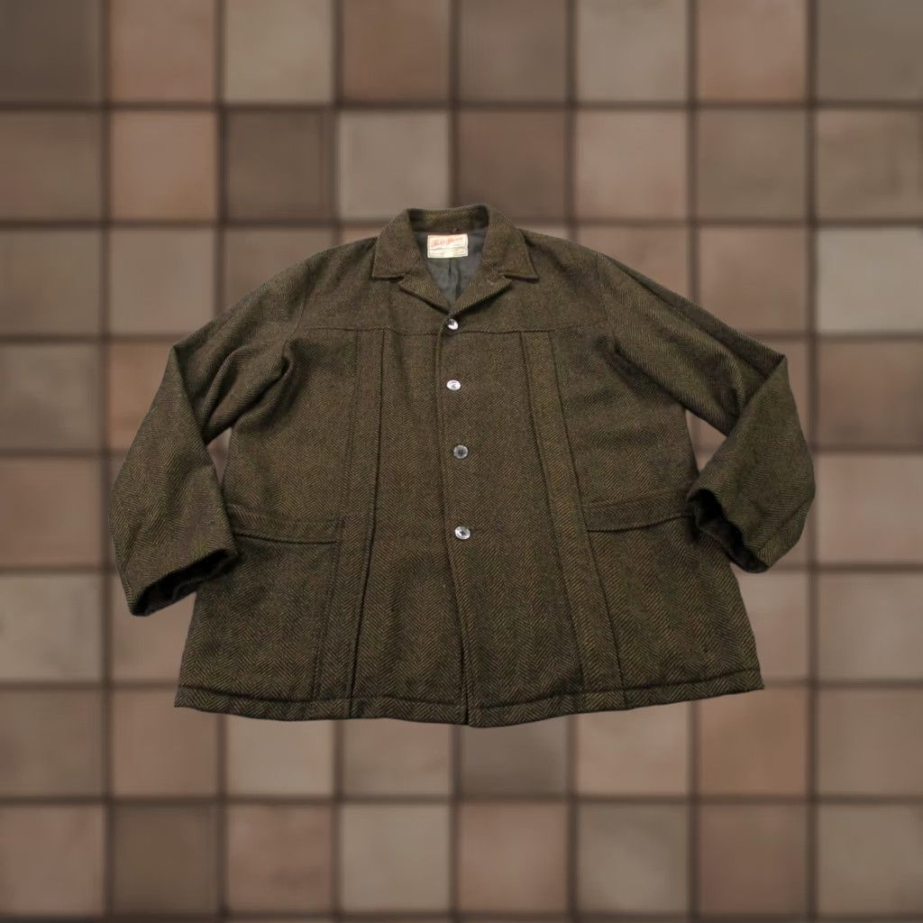 Vintage VINTAGE Field & Stream Jacket Mens 42 Wool Herringbone Overcoat Brown 40s 50s Sports Pockets Size US XS / EU 42 / 0 - 1 Thumbnail
