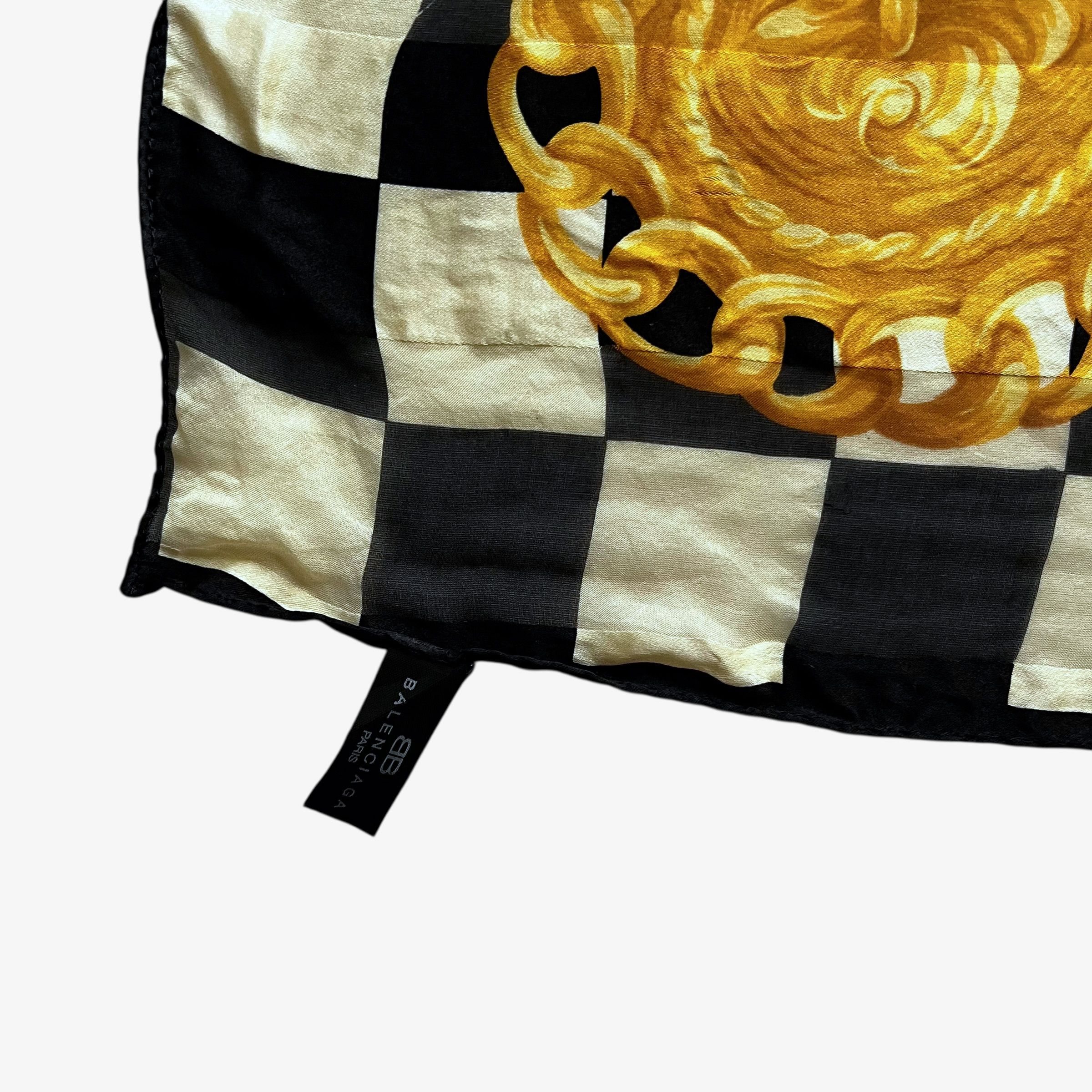 Balenciaga Vintage 90s Balenciaga Chain Medallion Checkered Silk Scarf Size ONE SIZE - 3 Thumbnail