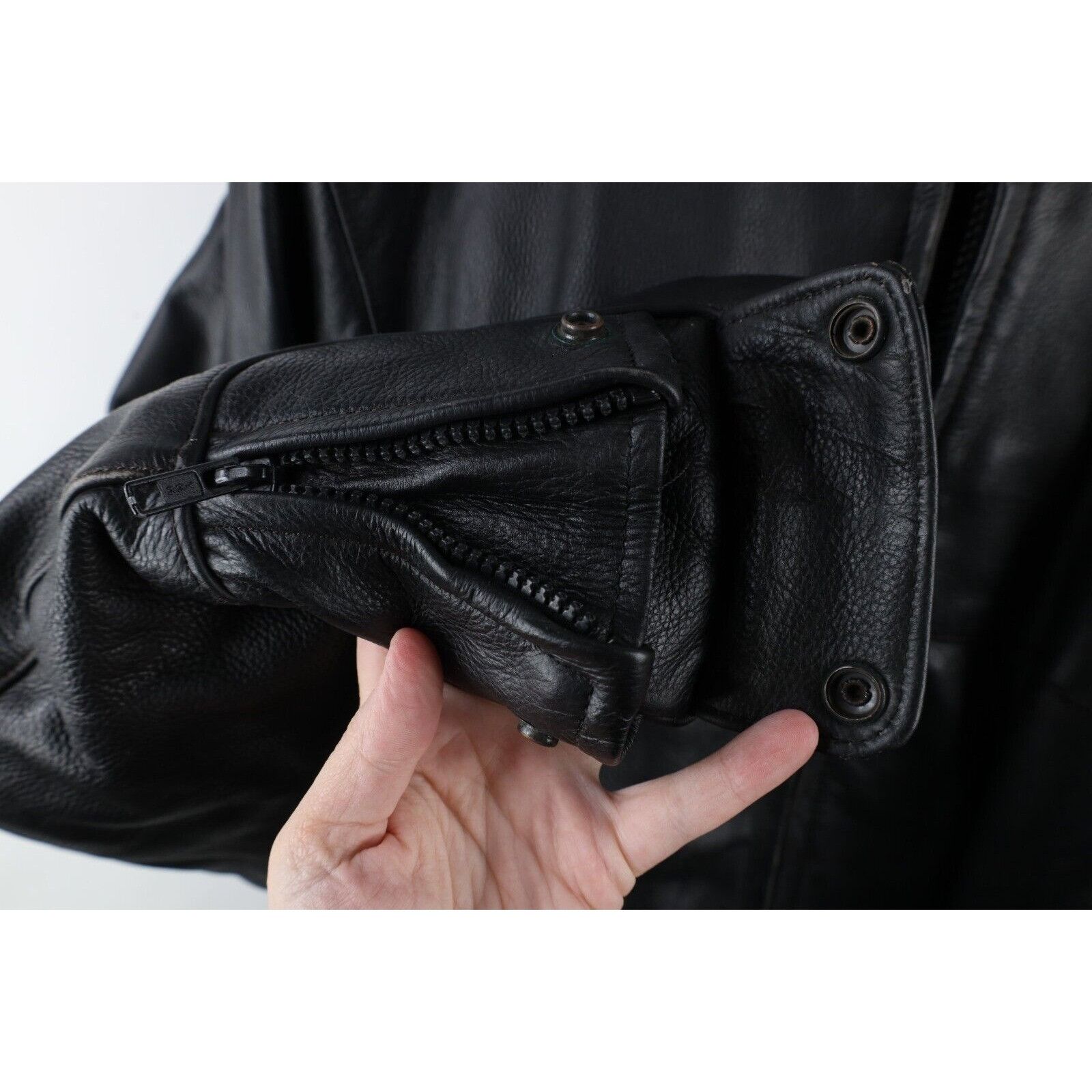 Vintage Vintage 90s Streetwear Heavyweight Leather Moto Jacket 3XL Size US XXL / EU 58 / 5 - 6 Thumbnail