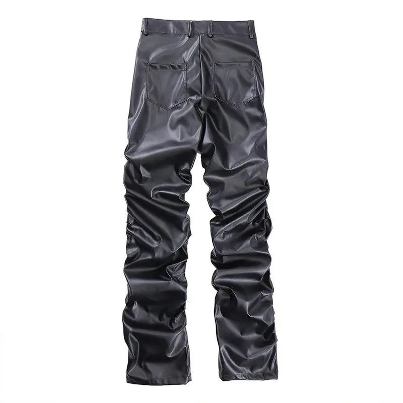 Japanese Brand × Vintage Loose Ruched Casual Pu Leather Pants Streetwear Punk Rock Size US 32 / EU 48 - 6 Thumbnail