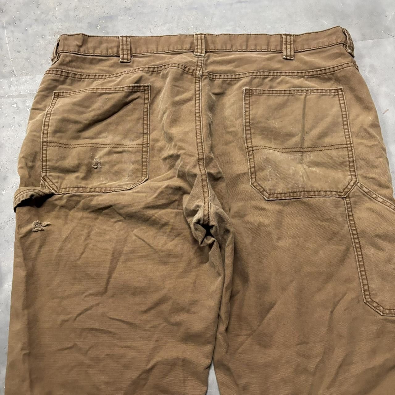 Japanese Brand × Vintage Crazy Vintage Y2K/2000s Baggy Faded Khaki Brown Carpenter Pants! Size US 40 / EU 56 - 7 Thumbnail