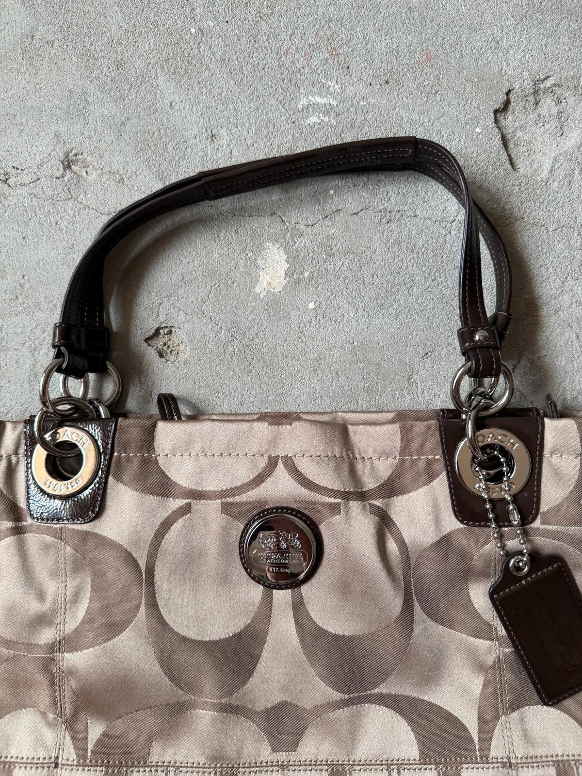 Coach Coach Signature Multi Pattern Tote Bag Beige Size ONE SIZE - 4 Thumbnail