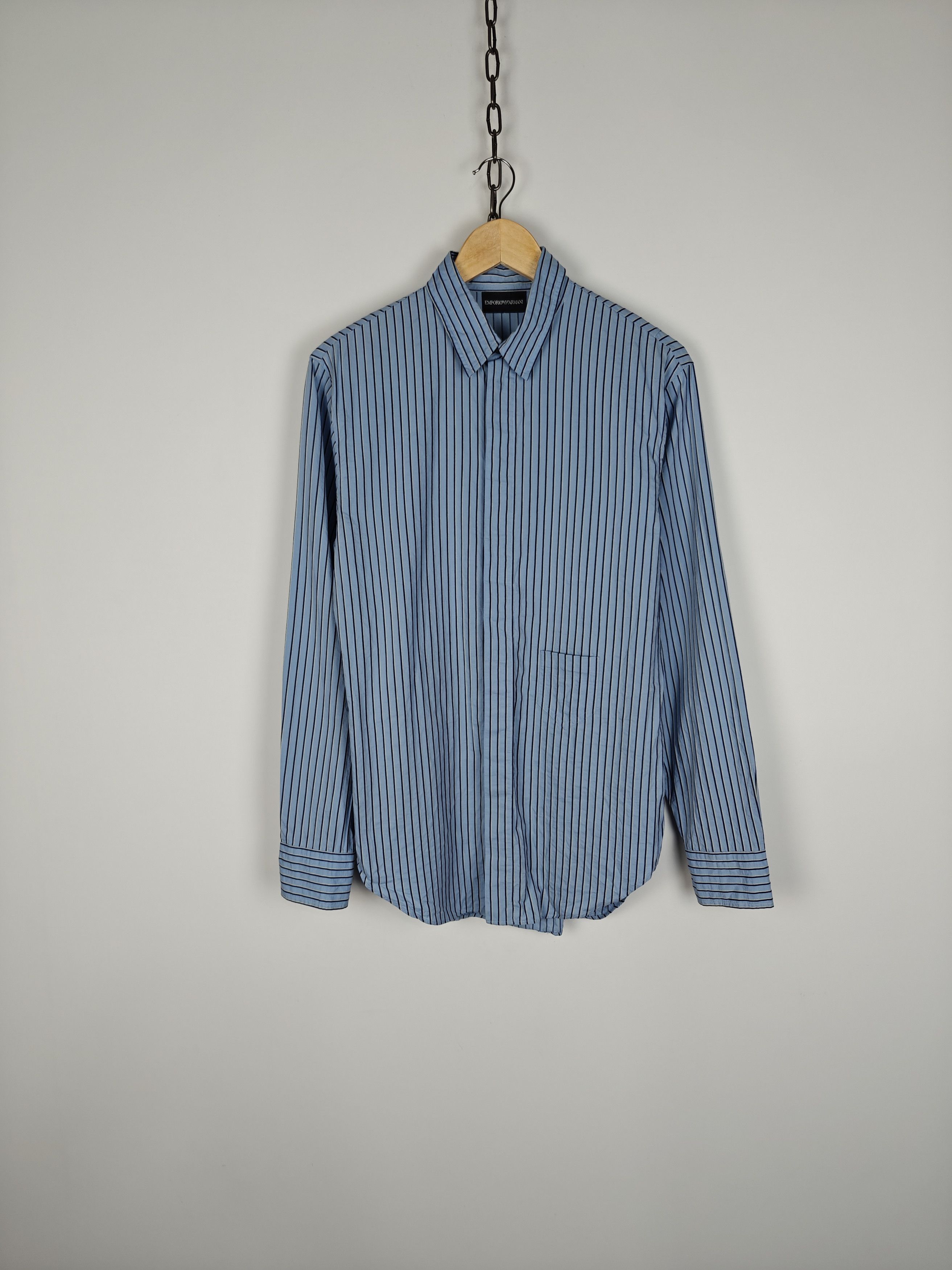Emporio Armani Emporio Armani Srtiped Shirt Button Blue size S Size US S / EU 44-46 / 1 - 1 Thumbnail