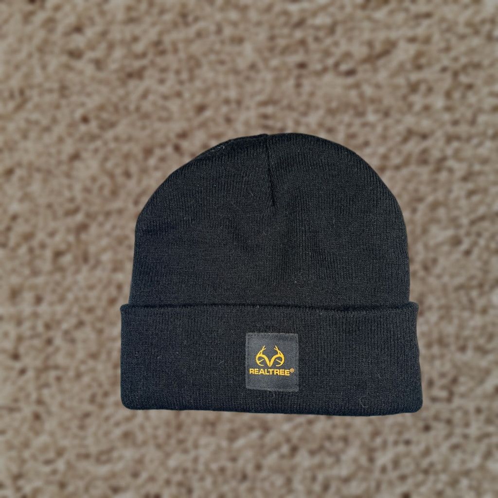 Realtree Realtree Beanie Hat Adult One Size Black Knit 100% Acrylic Fish Hunting Camping Ski Logo Size ONE SIZE - 1 Thumbnail