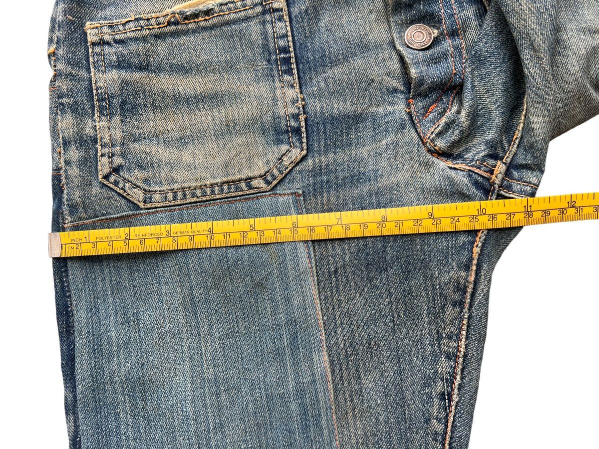 Edwin Vintage 80s Edwin Bushpant Patchwork Distressed Flare Jeans Size 30" / US 8 / IT 44 - 16 Thumbnail