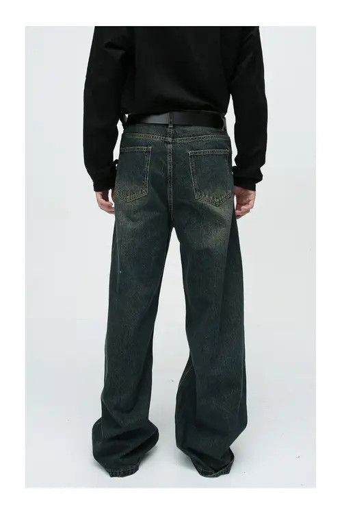 Handmade × Japanese Brand × Jean Vintage washed straight-leg draped jeans Size US 32 / EU 48 - 4 Thumbnail
