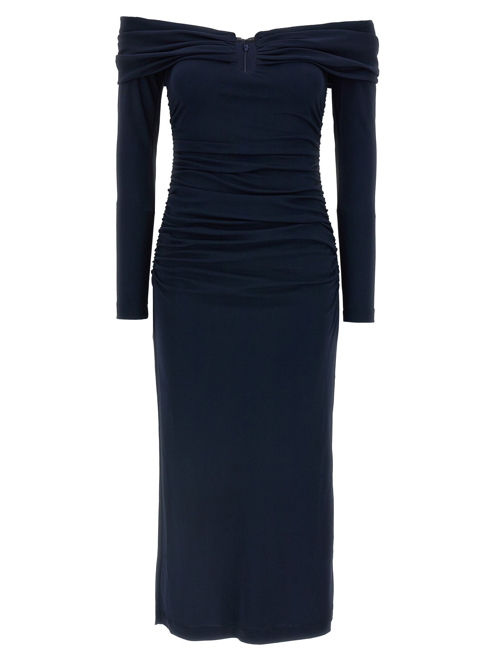 Carolina Herrera 'Off-Shoulder 3/4 SLV Ruched Midi' dress Size S / US 4 / IT 40 - 1 Thumbnail