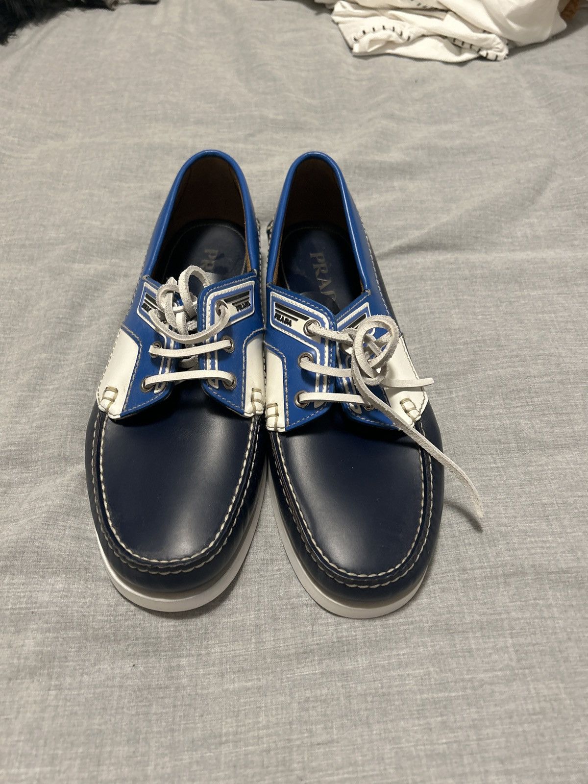 image of Prada Loafer Boat Shoes in Blue, Men's (Size 9.5)