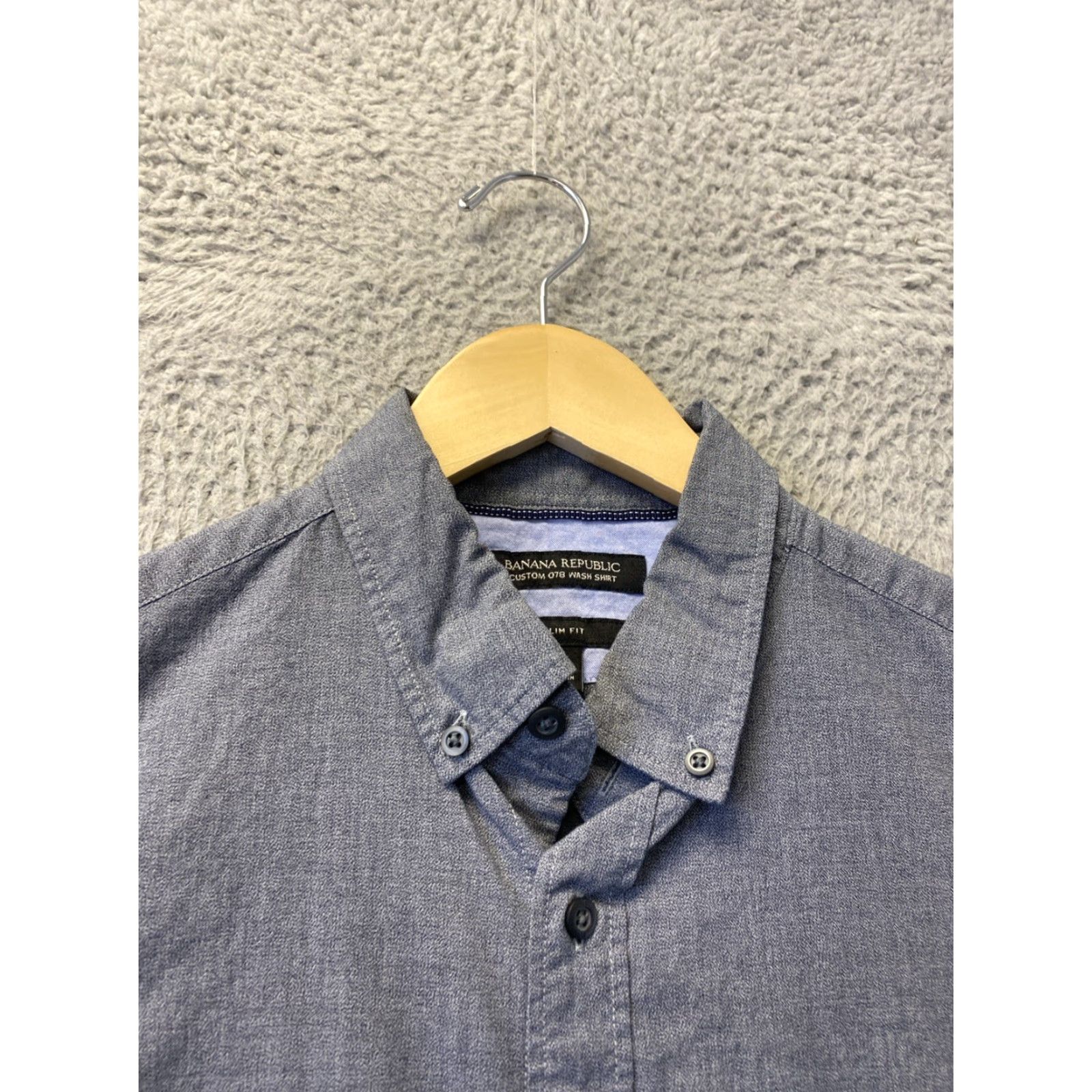 Banana Republic Banana Republic Shirt Men's Slim Button-Up Long Sleeve Gray Solid - Size S - Classic Preppy Casual Formal All Seasons Size US S / EU 44-46 / 1 - 2 Thumbnail