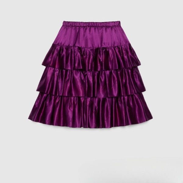 Gucci o1s1wg111025 Ruffled Duchess Mini Skirts in Purple Size 26" / US 2 / IT 38 - 1 Thumbnail