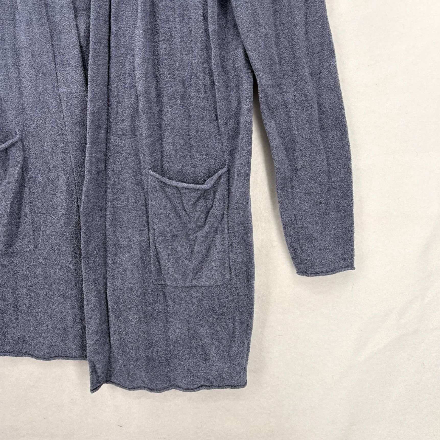 Vintage Barefoot Dreams Sweater Cardigan Women's Medium Gray Cozychic Ultra Lite Lightweight Open Front Pockets Belted V-Neck Size M / US 6-8 / IT 42-44 - 3 Thumbnail