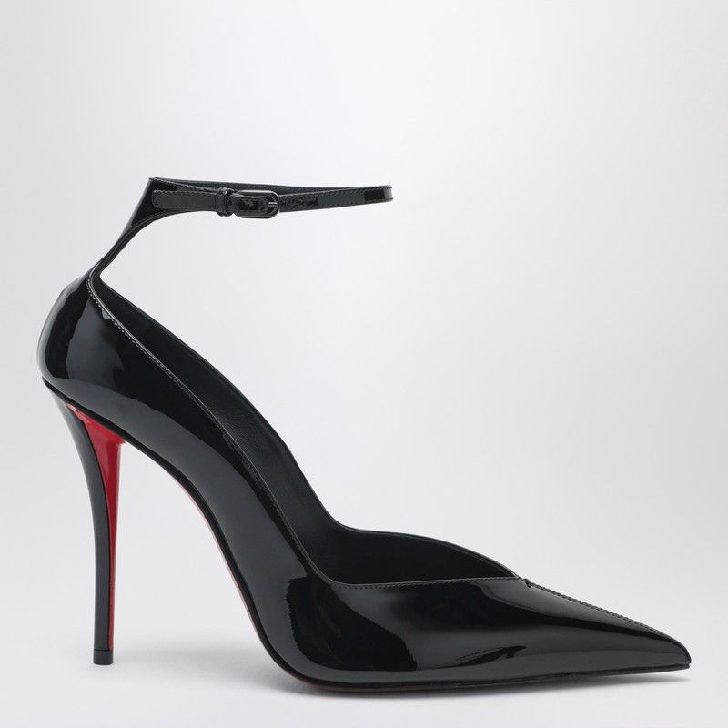 Christian Louboutin Christian Louboutin Black Patent Leather Erozee Pumps With Ankle Strap Size US 11 / IT 41 - 1 Thumbnail