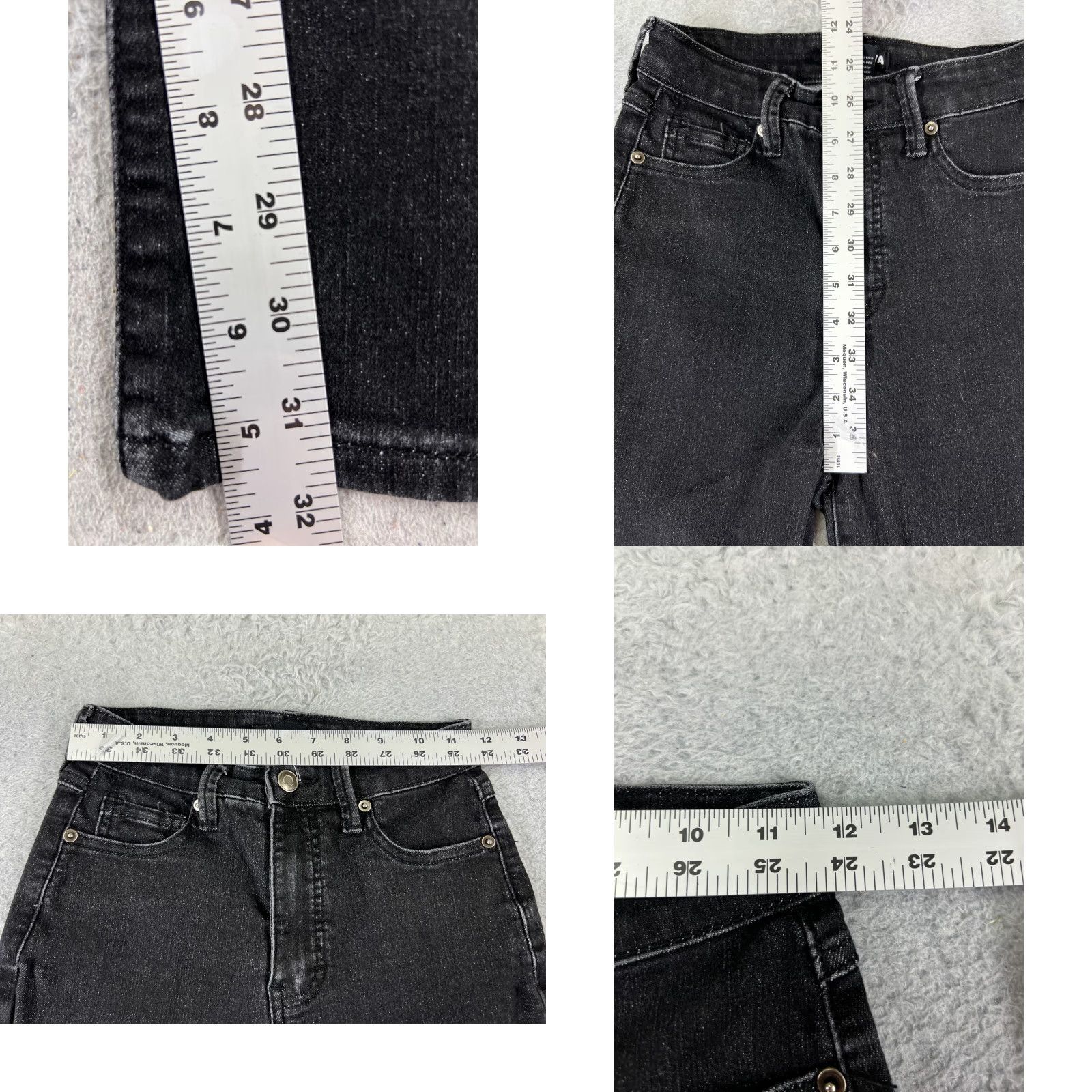 Fashion Nova FASHION NOVA Jeans Womens Flared Dark Wash Black Denim 3 High Rise 32in Inseam 5-Pocket Cotton Blend Distressed Stretch Cotton Blend Size 26" / US 2 / IT 38 - 8 Thumbnail